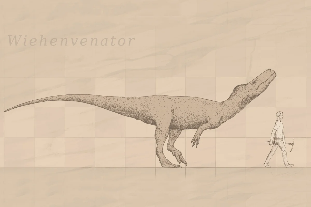 A chart showing the size of Wiehenvenator compared to a human.