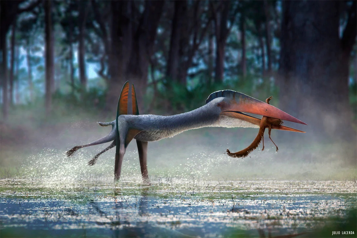 Hatzegopteryx hunting on the ground, a behavior dubbed 