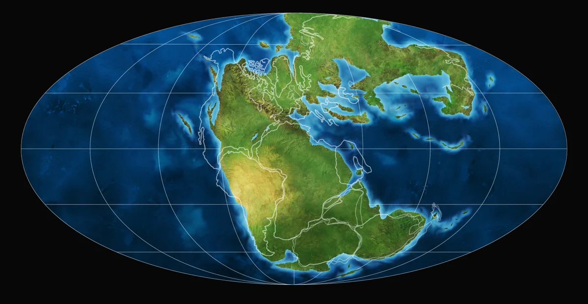 Map of the Earth in the Late Triassic