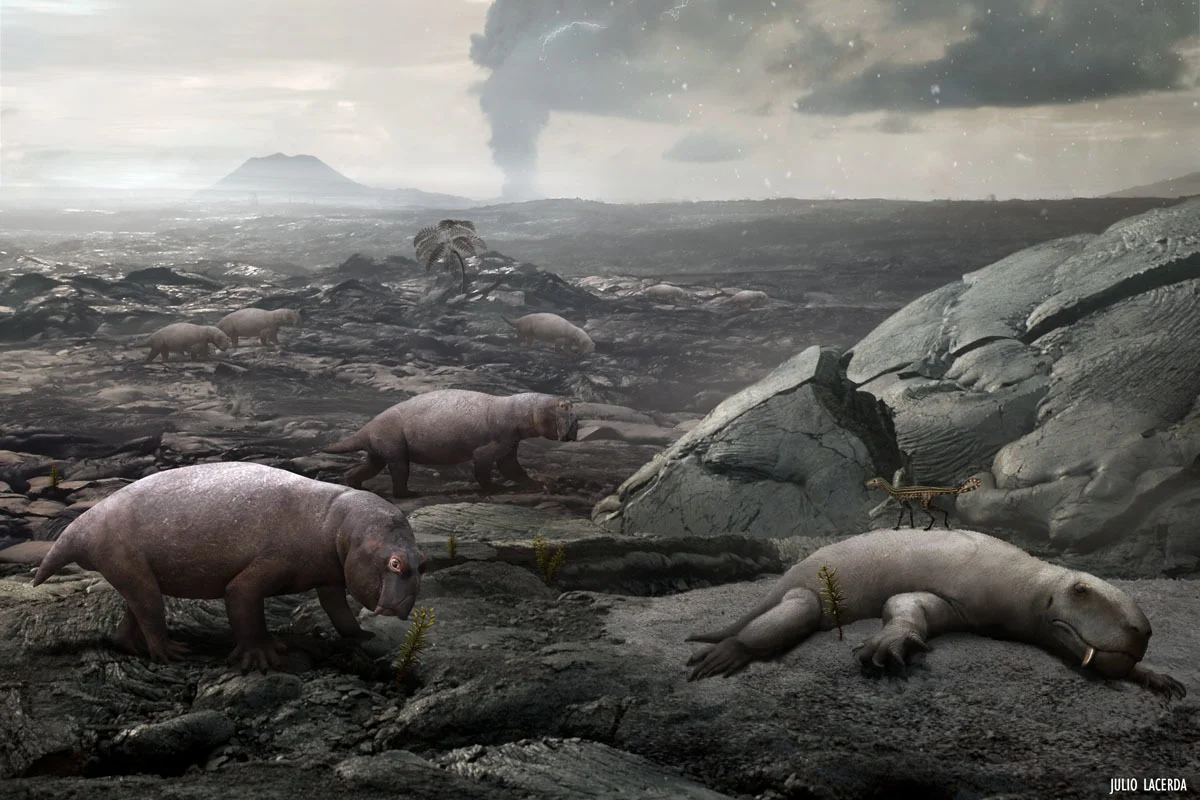 The synapsid Lystrosaurus survived the extinction and dominated the landscape afterwards